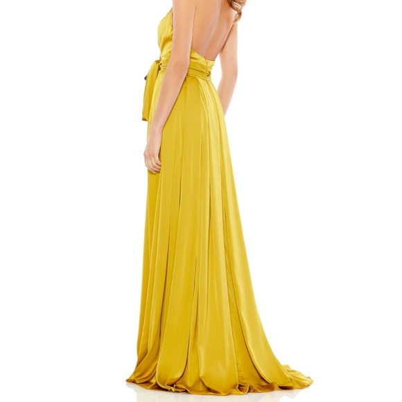 (80) BNWT MAC DUGGAL CHARMEUSE HALTER STRAP SOFT TIE WAIST GOWN #26531 - Picture 5 of 12